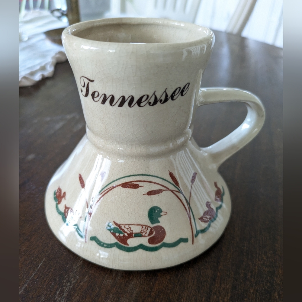 Vintage No Spill Coffee Commuter Mug Ceramic No Slip Wide Bottom Travel Tennesse